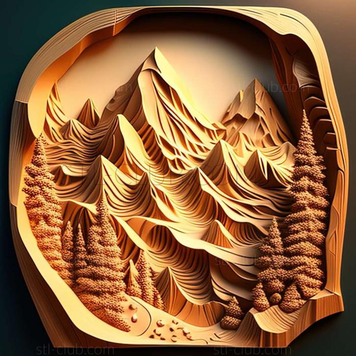 3D model mountain forest (STL)